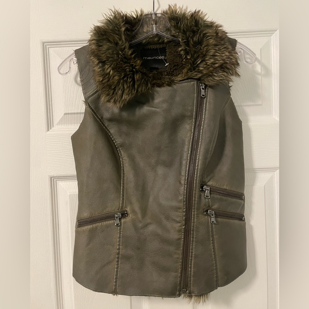leather/ faux fur vest